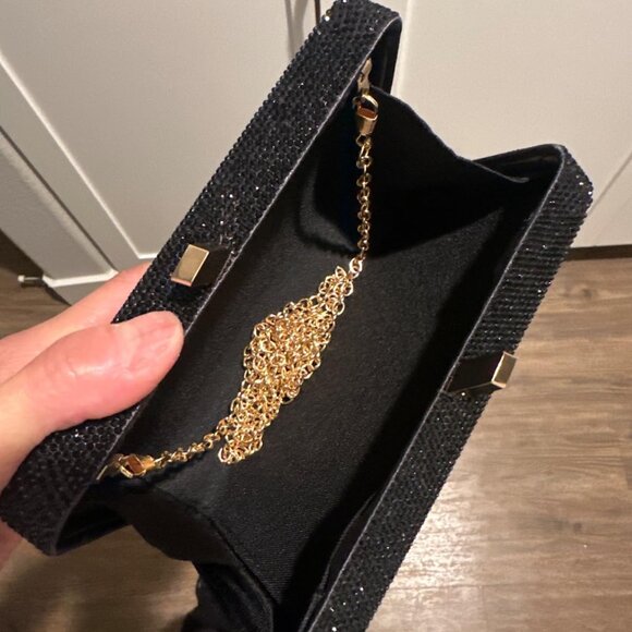 Neiman Marcus Rhinestone Black Boombox Clutch Handbag - Picture 3 of 4